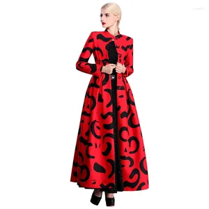 Trenchcoats voor dames, geplooide jas met enkele borst, moslimkleding, islamitische printdoos, hoge kraag, lange maxi-overjas, grote maten