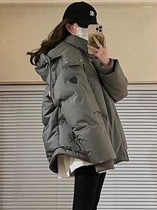 Trenchs de femmes manteaux solide lâche veste coréenne décontractée pour les femmes y2k mode hiver à capuche épais chaud streetwear