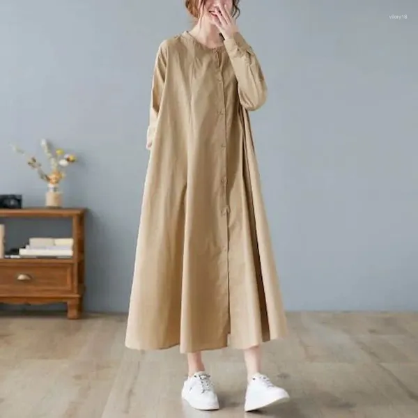 Trenchs de femmes Manteaux de chemises solides Manteau pour femmes à manches longues Casual Mode coréenne Vintage Style supplémentaire Vestes d'une seule pièce à poitrine unique