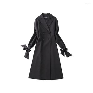 Femmes Trench manteaux printemps et automne Long manteau ample femmes noir décontracté simple boutonnage vêtements d'extérieur 2022 Ropa Mujer pour