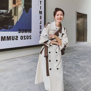 Trenchs femme Printemps et automne femmes automne style coréen coupe-vent lâche couture contraste couleur manteau de style britannique 230215