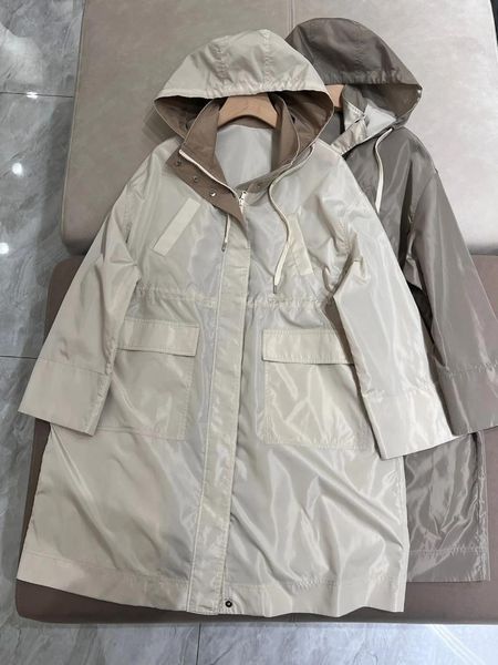 Trench-Coats pour femmes, manteau de pluie décontracté, ample, taille large, à capuche, printemps