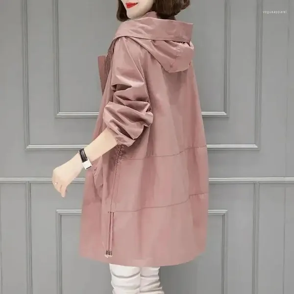 Trench-coat à capuche pour femmes, coupe-vent Long et court, manteau fin, tempérament, vêtements décontractés, printemps, 2024, M892