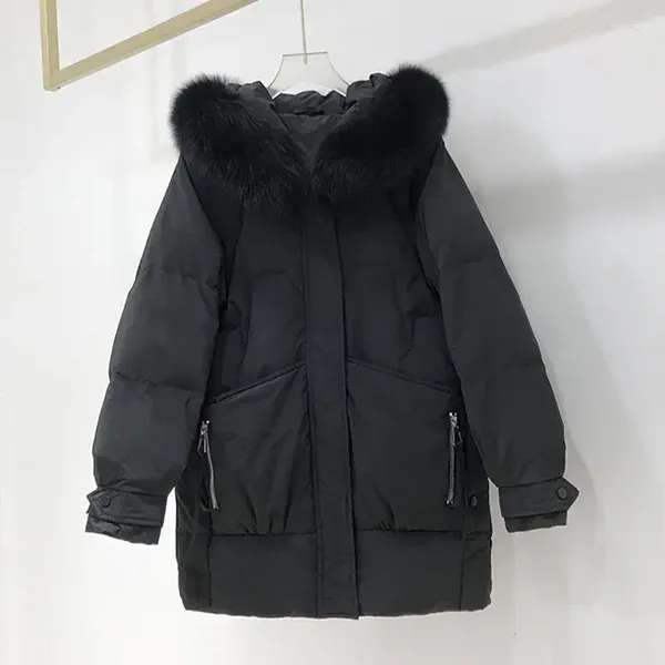 Trenchs de femmes Manteaux Étudiants Mode Parkas Femmes Hiver Chaud Vestes Lâches Vêtements De Neige Grand Col De Fourrure A-Ligne Casual Femme Casaco Feminino