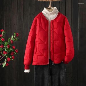 Trenchs pour femmes manteau en coton épais hiver femmes coréenne décontracté Parka veste ample courte femme noir rouge vêtements d'extérieur col montant