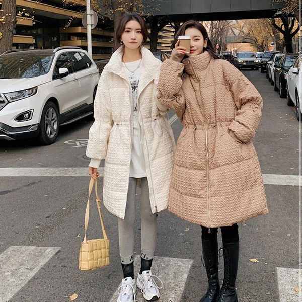 Gabardinas De Mujer Chaqueta De Algodón Engrosada Flor Quemada Desfile De Moda Abrigo Acolchado De Talle Fino Medio Largo