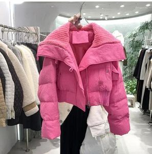 Trenchs de Femmes Manteaux Thinken Crop Veste Femmes Fourrure Col Roulé À Manches Longues Chaud Femelle Parka Manteau 2023 Rue D'hiver Lâche Puffer