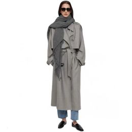 Casacos femininos Totem * Inverno Mulheres Trench Wool Wind Coat Oversize Tornozelo Comprimento Turn-down Collar Solto Manga Completa Cor Cinza com Etiqueta 231025