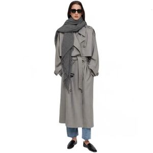 Trenchs de femmes Totem * hiver femmes trench laine coupe-vent surdimensionné longueur cheville col rabattu lâche manches longues couleur grise avec étiquette 231101