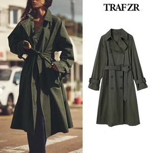 Trenchs de femmes TRAF ZR Long Luxe Manteau élégant Femme Y2K en vêtements d'extérieur Vestes coupe-vent 2023 Tendance Dames 231120
