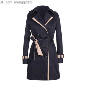 Damesgeul Lagen Trench Coats For Women Fashion Black Autumn Clothing Jackets Z230818