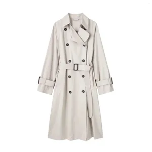 Trenchs femme Trenchcoats vestes manteau avec ceinture vêtements d'extérieur solides à manches longues hauts Streetwear mode Casacos Femininos femme vêtements d'extérieur