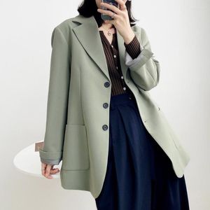 Dames Trench Coats Unisex Minimalistische stijl Pak Jacket Women 2022 Autumn Retro Casual Solid Color Single-Breasted All-match professional