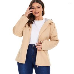 Vrouwen Trenchcoats Vangull Lente Korte Capuchon Vrouwen Lange Mouw Rits Eenvoudige Vrouwelijke Windjack Kantoor Dame Effen Losse Outwears