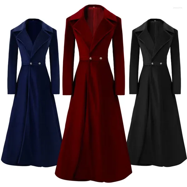 Trench Coats Trench Coats Velvet Coat Medieval Deep V Long Robe Gothic Windbreaker victorien pour les femmes