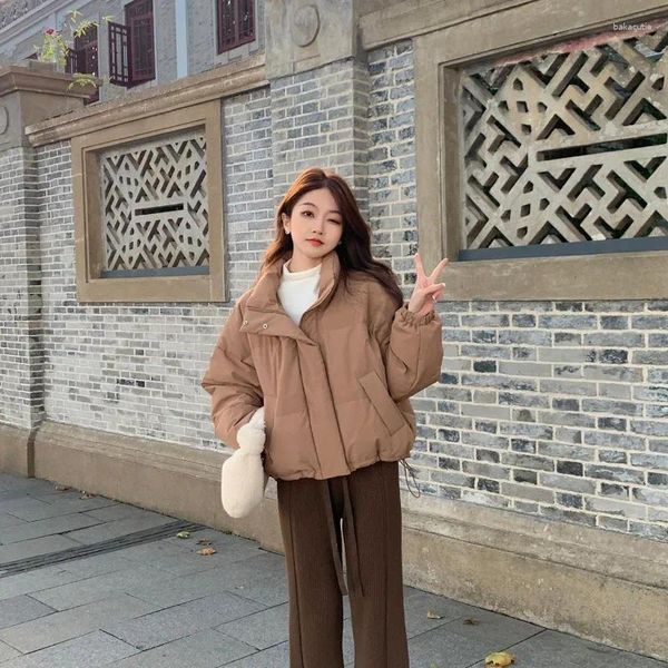 Trenchs de femmes manteaux vintage veste de pain femme hiver manteau coréen lâche café beige parkas fermeture éclair coton court pour femmes vêtements d'extérieur haut