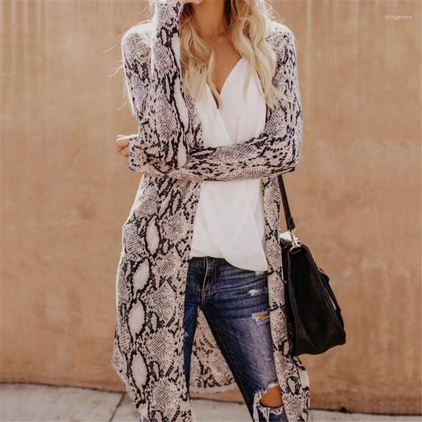 Trench Coats Femme Cardigan Vintage Femmes Femmes Cabine de plage Coat Tops Leopard Loose imprimé