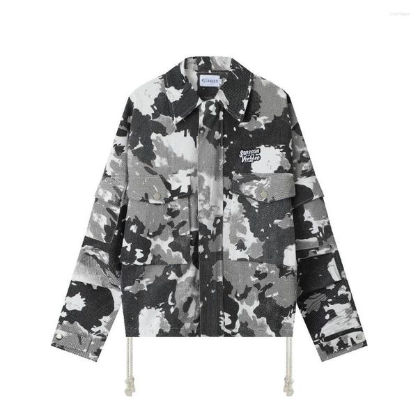 Trench Coats Women Coats Vintage Designer STAPS CAMOUFLAGE DENIM POUR FEMMES MEN POCHETS FRANTS ZIP UP Goth Vêtements d'hiver Tops à manches longues