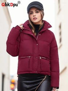 Trenchs pour femmes Manteaux chauds et moelleux Épaissir Parkas Vestes d'hiver Coupe-vent Vêtements de neige Casual Parkas Manteau Coton Rembourré Col Montant Parkalar