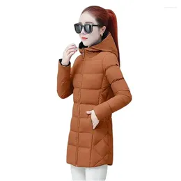 Gabardinas de mujer desgastadas en ambos lados chaqueta acolchada de algodón largo invierno con capucha versión coreana de damas delgadas acolchadas de algodón