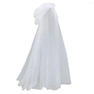 Trench Coats Coats de mariage White / Ivory / Black Tulle Hooded Long Bridal Bridal Coat Femme Cape Simple