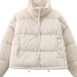 Trenchs de femmes WFAMH2023 Blanc Automne et hiver Court Lâche Mode Chaud Corduroy Pain Dames Veste rembourrée en coton Invierno