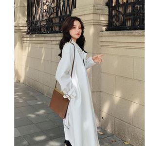 Trenchs de femmes manteaux manteau blanc pour femmes printemps et automne 2023 de haute qualité mi-longueur