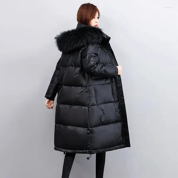 Trenchs de femmes Manteaux de canard blanc Manteau Femme 2023 Parka d'hiver épais col de fourrure à capuche longue veste lâche décontractée femme vêtements d'extérieur chaud top