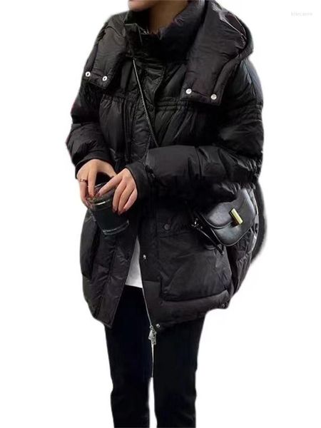 Femmes Trench-Coats Blanc Duvet De Canard Manteau Femmes 2023 Hiver Mode Coréenne Douce Filles À Manches Longues À Capuche Vestes Chaleur Vêtements Feminina