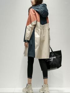 Trench Coats Windbreaker Womens Femme Middle Long 2023 Printemps et automne coréen lâche Gabardina Mujer Counder Couleur Contrast Coat