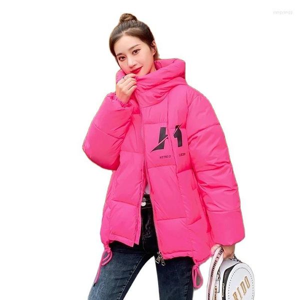 Femmes Trench Coats Hiver 2023 Veste Bonbons Couleurs Parka Femme Vêtements Manteau Ajouter Épais À Capuche Lâche Vers Le Bas Coton Coupe-Vent Garder Au Chaud Femmes