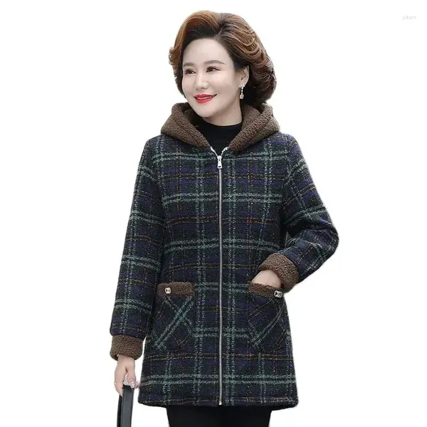 Trench Cods Coats Vêtements d'hiver Velvet Granular Velvet Cotton Padded Fashion Long et Hooded Cabille d'âge moyen à l'automne