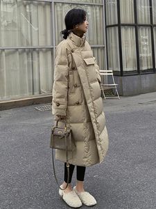 Trench Coats Winch Coats Hiver Vêtements Femmes 23 Tempérament de style coréen Mid Longue Loose Ajustement Robe de mode Col de manche Asymétrique
