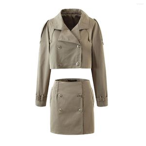 Gabardina para mujer, ropa de invierno, abrigo de estilo coreano para mujer, chaqueta corta, pantalón corto informal Vintage para diseñador elegante