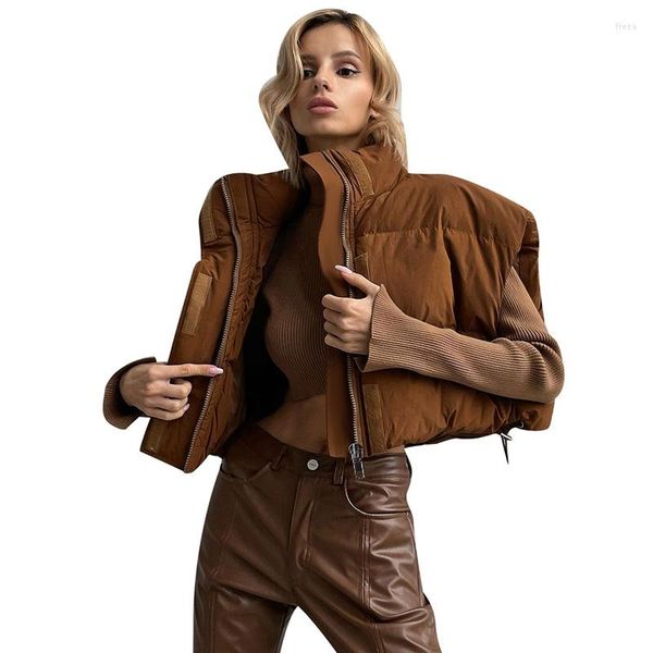 Gabardina para mujer, ropa de invierno para mujer, chaqueta superior de algodón de cuello alto holgada y de otoño, camiseta interior de moda para mujer