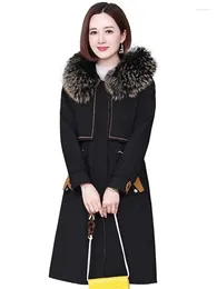 Trench-Coats Femme Couche d'hiver Femmes Collier noir Cabinage Parkas 2023 Tempérament de la mode Long Tobeurs épais Coton amovible