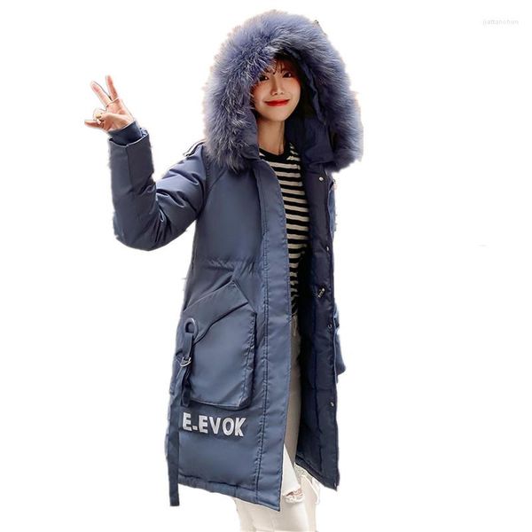 Trench-Cods Coats Hiver M manteau d'hiver Imitation Ratcoon Collor Fur Veste f￩minine lettres de mode imprimer parka mince ￩tait fine chaude chaude