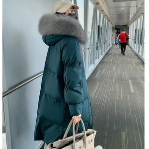 Trenchs de femmes manteaux d'hiver manteau femmes coréen épaissi coton veste artificielle fourrure chapeau long pain en vrac élégant mode parkas