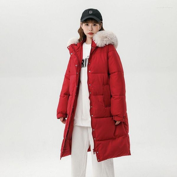 Trench-coat d'hiver pour femme, manteau froid, parka, Super veste longue à capuche, rembourrée, col en fourrure, vente en gros de vêtements pour femmes