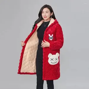 Trenchs de femmes Manteaux d'hiver Veste rembourrée en coton Femmes Vêtements d'extérieur Coréen Parkas en vrac Manteau coupe-vent à capuche chaude polaire vêtements épaissis