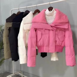 Trenchs pour femmes Manteaux d'hiver Design Sense À la mode Chaud et confortable Laine d'agneau Col Polo Court Pain Manteau Coton