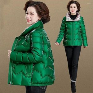 Dames trenchcoats winter dons katoenen jas voor dames parelachtig glanzende parka moeders gewatteerd-katoen buiten dik warm groen