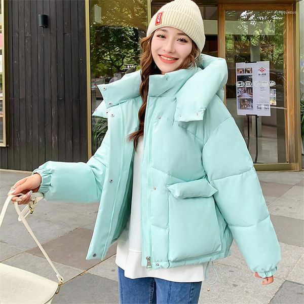 Abrigos de trinchera de mujer Invierno abajo algodón acolchado chaqueta mujeres parkas coreano suelto pan corto servido con capucha grueso abrigo cálido ropa exterior femenina