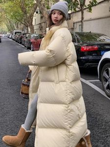 Trenchs de femmes manteaux d'hiver mode col montant fermeture éclair blanc long pour femmes 2023 décontracté chaud épais noir veste bouffante dames parkas