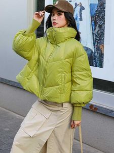 Trench-coats pour femmes hiver vert doudounes femmes petit coréen canard pain veste femme luxe Design sens lanterne manches courtes Parkas
