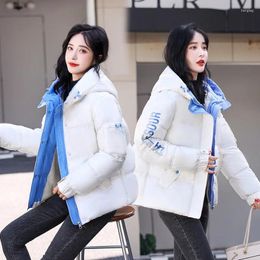 Casacos de trincheira femininos inverno com capuz para baixo jaquetas acolchoadas roupas 2023 coreano solto parkas estudante pão roupas curtas fp476