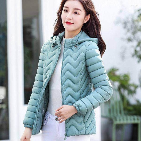 Trenchs de femmes Manteaux d'hiver Veste à capuche Femmes Manteau Femme Courte Outwear Épais Chaud Casual Parka Slim Fit Léger Noir Petite Mode