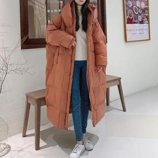 Trenchs de femmes manteaux d'hiver à capuche veste bouffante chaud marron surdimensionné coton rembourré manteau long Maxi vêtements d'extérieur femme vêtements de neige