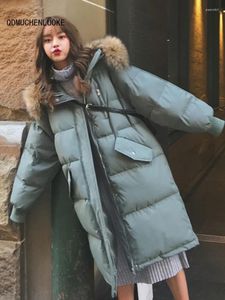 Dames Trenchcoats Winterjas 2023 Koreaanse stijl in de mode Losse opstaande kraag Donsjack met lange mouwen Top Halflange versie Parka's