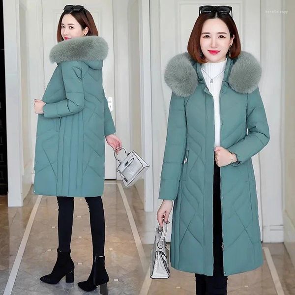 Trench-Cods Coats Hiver Veste Hooded Long Fur Collar Parkas Femmes Femmes décontractées épaissis Snow Wear Vestes